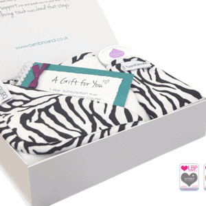 Baby massage kit gift for newborn new mum new dad. The kit includes a zebra print baby massage mat, the bumbino, kokoso coconut oil, baby massage guide, online baby massage course