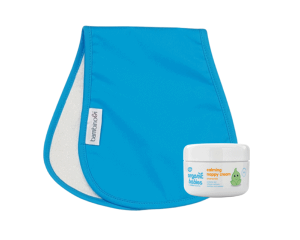 Blue bumbino with the Green People's Calming Nappy Cream