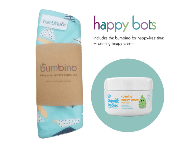 Happy Bots Kit including the bumbino and The Green People's Calming Nappy Cream