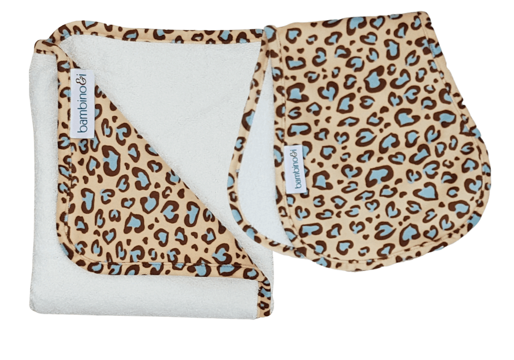 Leopard print baby massage mat and bumbino